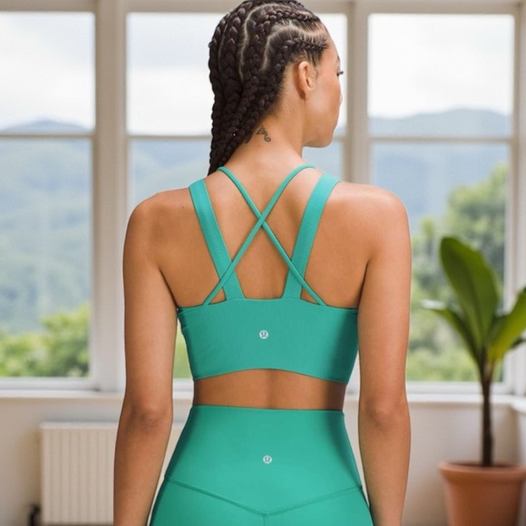 lululemon athletica Other - Lululemon Like a Cloud Longline Ribbed Bra D/DD Cups in Kelly Green Sz 12